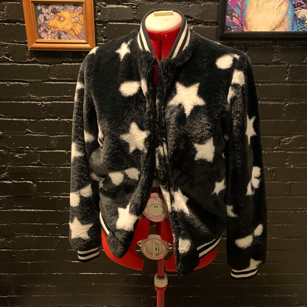 Karl Lagerfeld Faux-Fur Jacket, B&W